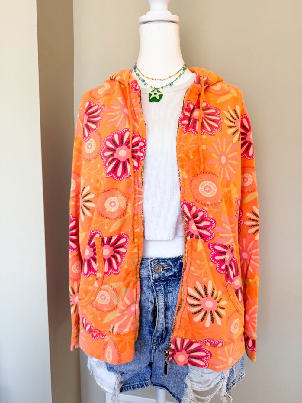 Fresh Produce Orange Zip-Up Hoodie – Size Large